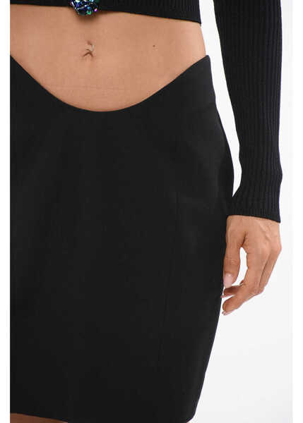 Fuste scurte Balmain Wool Mini Skirt With Rounded Cut Black Femei (BM 18704128) 3