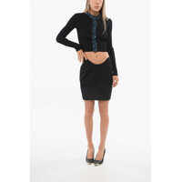Fuste scurte Dama - Fuste scurte Balmain Wool Mini Skirt With Rounded Cut Black Femei (BM 18704128) - B-mall.ro