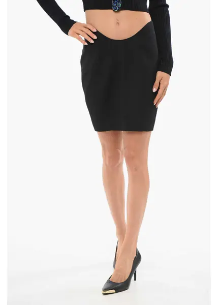 Fuste scurte Balmain Wool Mini Skirt With Rounded Cut Black Femei (BM 18704128) 1