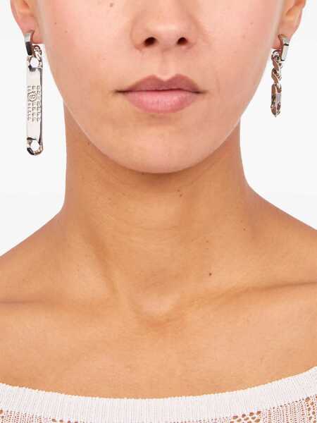Cercei MM6 Maison Margiela Mismatched Chain Earrings SILVER Femei (BM 18704179) 2