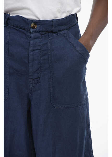 Pantaloni casual Brunello Cucinelli 4-Pocketed Linen Pants With Drawstringed Ankle Blue Barbati (BM 18704197) 2