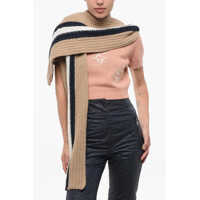 Esarfe Striped Alpaca Blend Scarf With Hood Femei