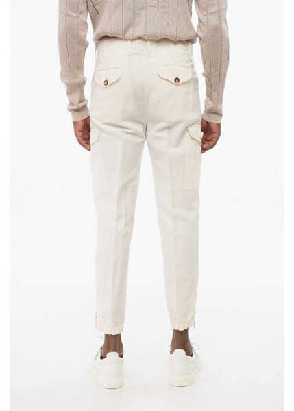 Pantaloni casual Brunello Cucinelli Linen Blend Cargo Pants With Zipped Ankles White Barbati (BM 18704209) 2