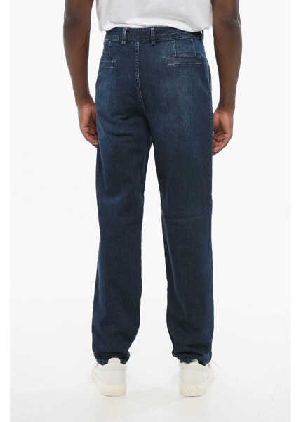 Blugi drepti Brunello Cucinelli Double-Pleated Dark Washed Regular Fit Denims 17Cm Blue Barbati (BM 18704212) 4