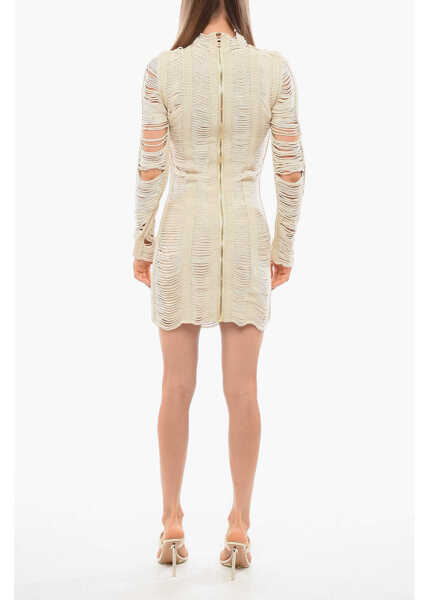 Rochii scurte Balmain Long Sleeved Mesh Dress Beige Femei (BM 18704218) 2