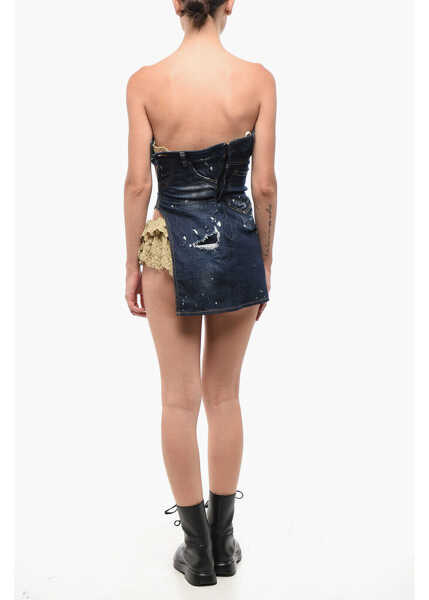 Rochii elegante DSQUARED2 Dark-Washed Denim Mini Dress Blue Femei (BM 18704224) 2