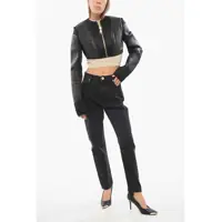 Jachete Dama - Jachete Balmain Technical Fabric Cropped Jacket With Golden Zip Black Femei (BM 18704227) - B-mall.ro