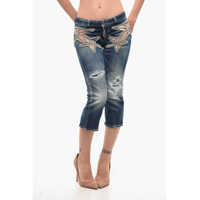 Blugi drepti Distressed Skinny Denims With Star Detail Femei