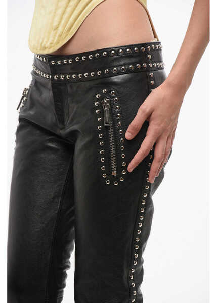 Pantaloni casual DSQUARED2 Leather Studded Pants Black Femei (BM 18704239) 3
