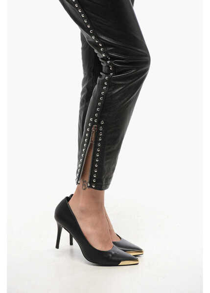 Pantaloni casual DSQUARED2 Leather Studded Pants Black Femei (BM 18704239) 4