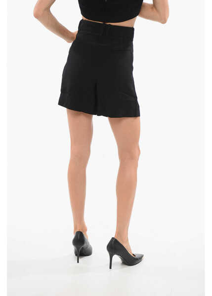 Pantaloni scurti Balmain High-Waisted Solid Color Shorts With Golden Button Black Femei (BM 18704251) 2