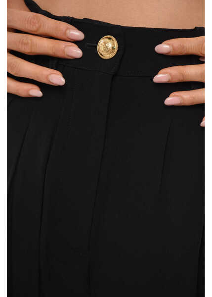 Pantaloni scurti Balmain High-Waisted Solid Color Shorts With Golden Button Black Femei (BM 18704251) 3