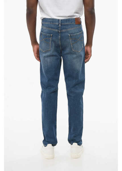 Blugi slim fit Brunello Cucinelli Distressed Detailed Slim Fit Denims 16Cm Blue Barbati (BM 18704254) 4