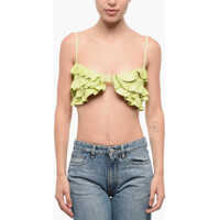 Bluze DSQUARED2 Python Effect Leather Ruffled Top