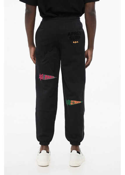 Pantaloni de trening APRES SURF Fleeced Cotton Oliva Joggers With Contrasting Details Black Barbati (BM 18704281) 2