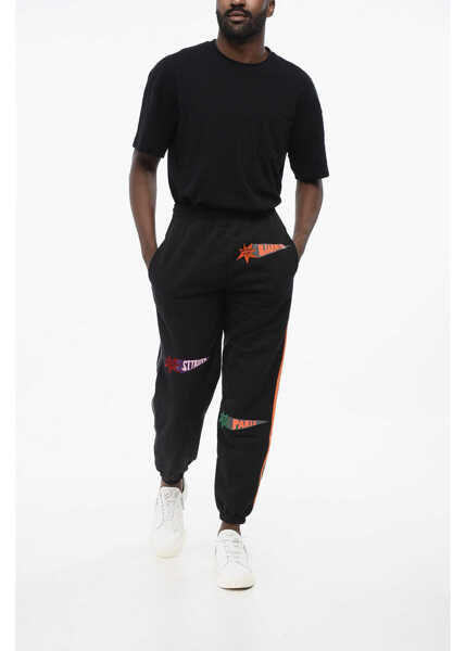 Pantaloni de trening APRES SURF Fleeced Cotton Oliva Joggers With Contrasting Details Black Barbati (BM 18704281) 4