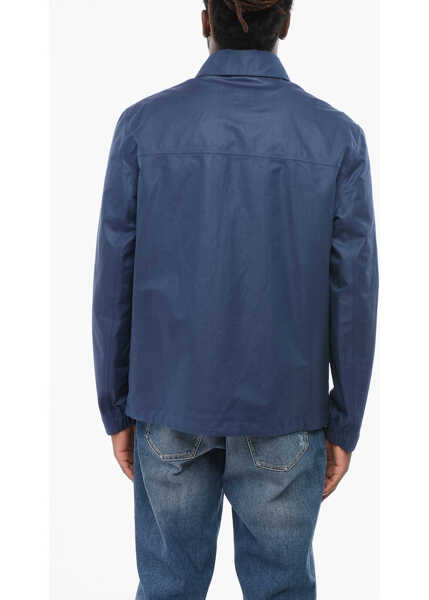 Jachete Brunello Cucinelli Linen Blend Overshirt With Snap Buttons Blue Barbati (BM 18704857) 2