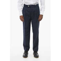Pantaloni casual Double-Pleated Cotton Blend Pants With Pinstriped Pattern Barbati