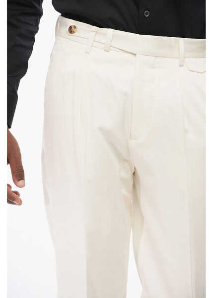 Pantaloni casual Brunello Cucinelli Double-Pleated Pure Silk Pants White Barbati (BM 18704863) 2