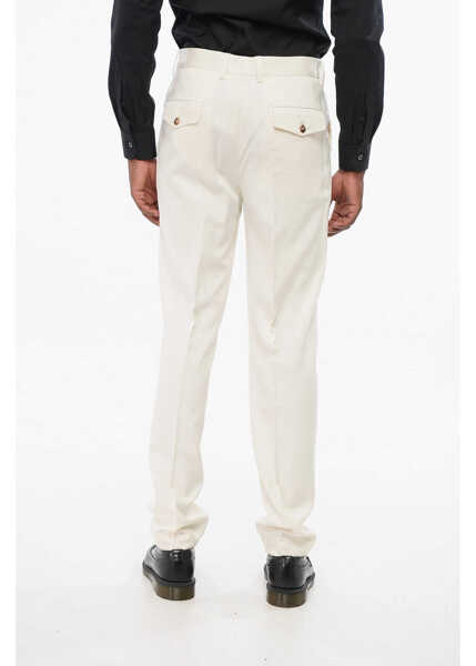 Pantaloni casual Brunello Cucinelli Double-Pleated Pure Silk Pants White Barbati (BM 18704863) 3
