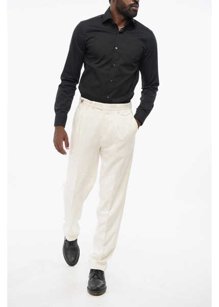 Pantaloni casual Brunello Cucinelli Double-Pleated Pure Silk Pants White Barbati (BM 18704863) 4