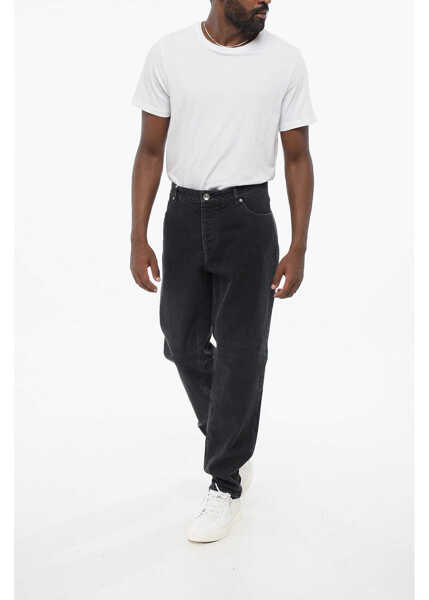 Blugi slim fit Brunello Cucinelli Cotton Slim Fit Denims With Belt Loops 16Cm Black Barbati (BM 18704866) 3