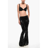 Pantaloni office Dama - Pantaloni office ADRIANA HOT COUTURE Sequined Flared Pants Black Femei (BM 18704869) - B-mall.ro