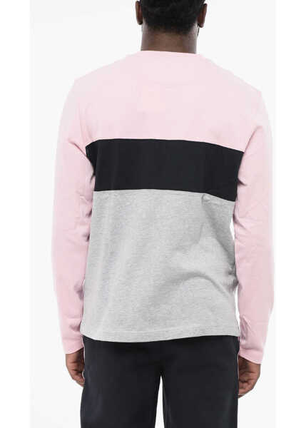 Tricouri EDENPARK Long Sleeve Color Block Twickers Crew-Neck T-Shirt Pink Barbati (BM 18704878) 2