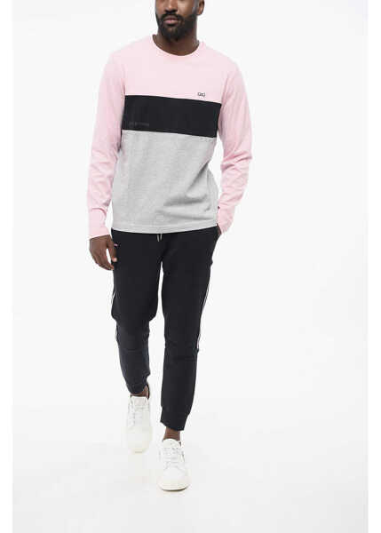 Tricouri EDENPARK Long Sleeve Color Block Twickers Crew-Neck T-Shirt Pink Barbati (BM 18704878) 4