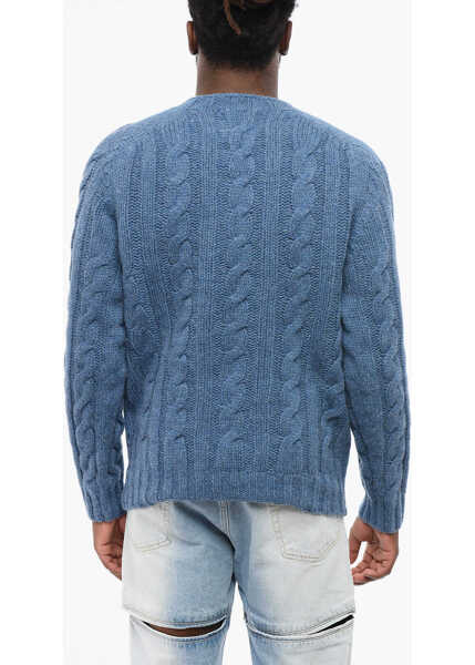 Pulovere Howlin Cable-Knit Crewneck Sweater Blue Barbati (BM 18704887) 2