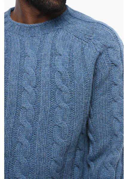 Pulovere Howlin Cable-Knit Crewneck Sweater Blue Barbati (BM 18704887) 3