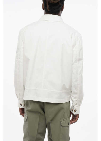 Jachete Brunello Cucinelli Cotton Blend Overshirt With Front Full Zip White Barbati (BM 18704890) 2