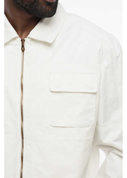 Jachete Brunello Cucinelli Cotton Blend Overshirt With Front Full Zip White Barbati (BM 18704890) 3