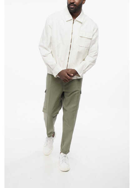 Jachete Brunello Cucinelli Cotton Blend Overshirt With Front Full Zip White Barbati (BM 18704890) 4