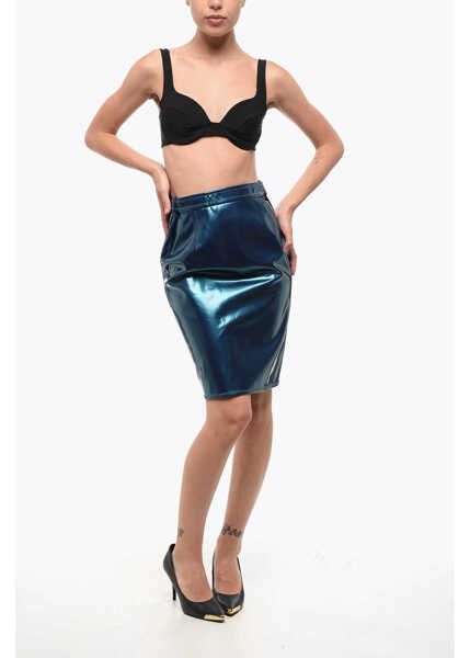 Fuste casual DSQUARED2 Leatherette Zipped Skirt Blue Femei (BM 18704896) 4