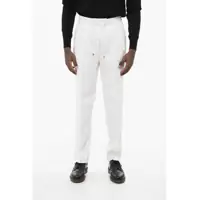 Pantaloni casual Double-Pleated Pinstriped Linen Pants With Drawstring Barbati