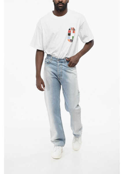 Blugi drepti RANDOM IDENTITIES Delave Effect Regular Fit Jeans 21Cm Blue Barbati (BM 18704902) 4