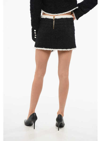 Fuste scurte Balmain Tweed Mini Skirt With Contrasting Details Black & White Femei (BM 18704905) 2