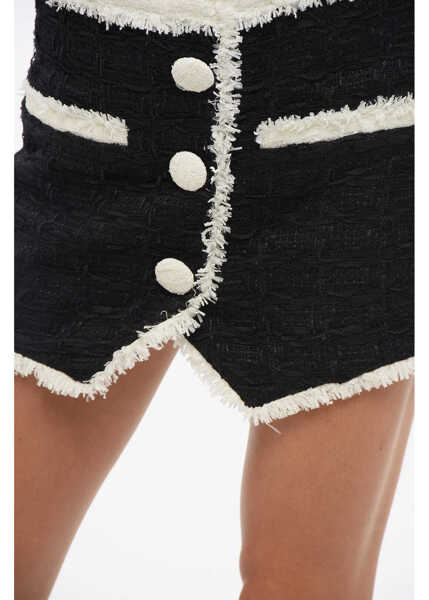 Fuste scurte Balmain Tweed Mini Skirt With Contrasting Details Black & White Femei (BM 18704905) 3