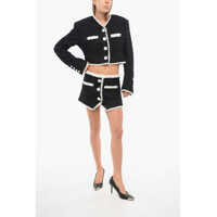 Fuste scurte Dama - Fuste scurte Balmain Tweed Mini Skirt With Contrasting Details Black & White Femei (BM 18704905) - B-mall.ro