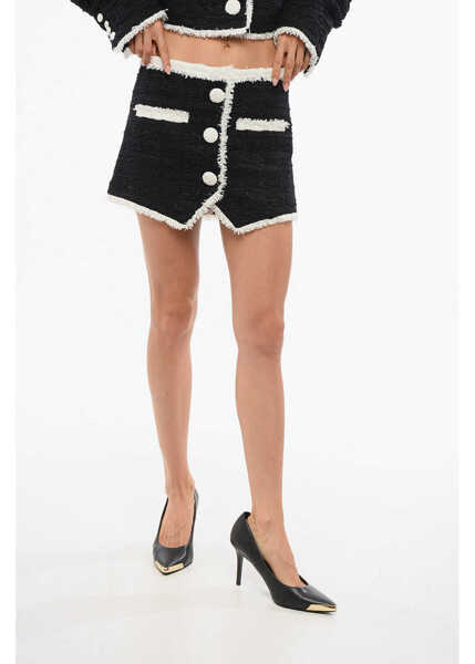 Fuste scurte Balmain Tweed Mini Skirt With Contrasting Details Black & White Femei (BM 18704905) 1