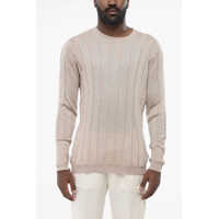 Pulovere Brunello Cucinelli Ribbed Cashmere Blend Sweater With Crew Neck