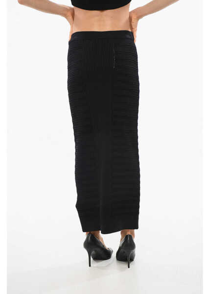 Fuste lungi Balmain Solid Color Pencil Skirt With Decorative Buttons Black Femei (BM 18704911) 2