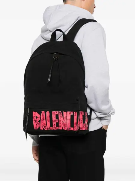 Rucsacuri Balenciaga Logoed Explorer Backpack BLACK/L RED Barbati (BM 18704977) 2