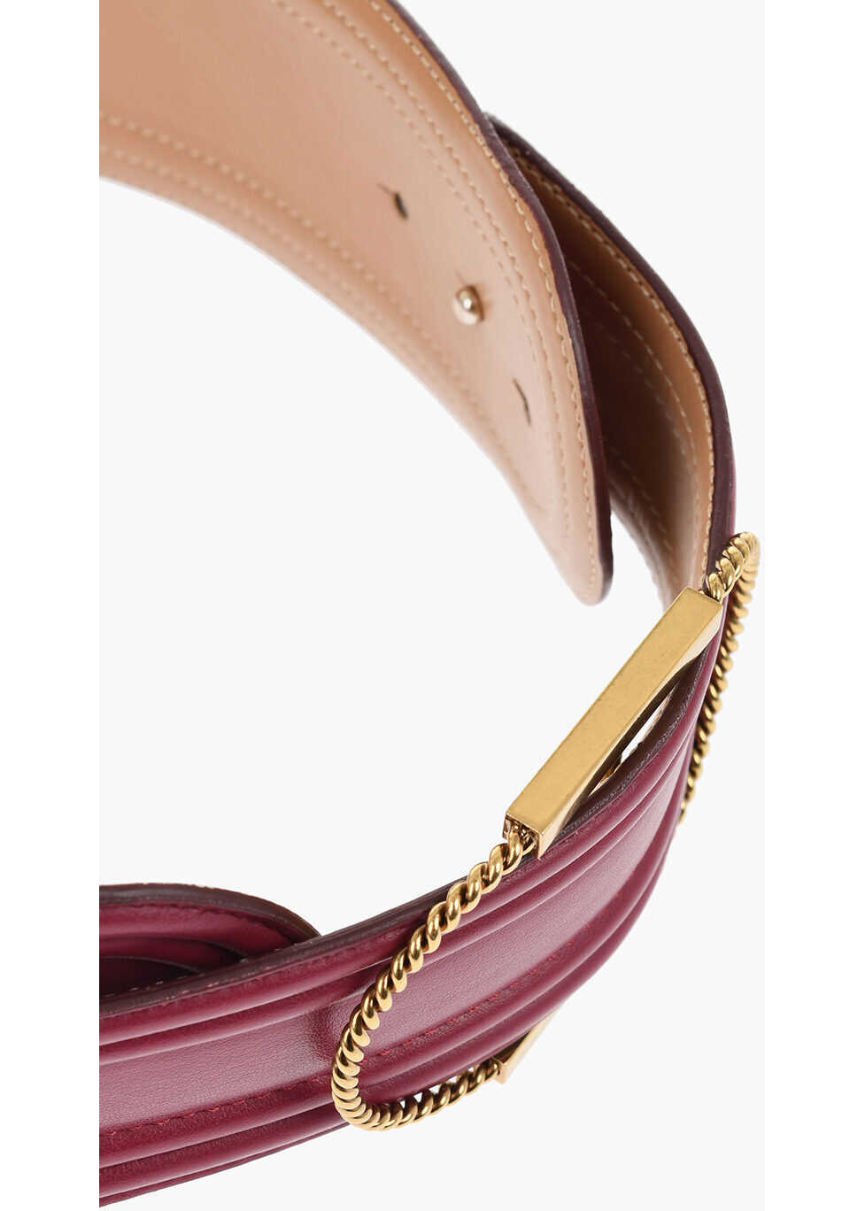 Curele Elisabetta Franchi Eco-Leather With Logoed Jewel Burgundy Femei (BM 18705040) 3