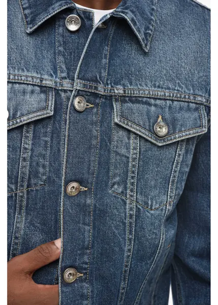 Geci de blugi Brunello Cucinelli Dark Washed Denim Saharan Jacket Blue Barbati (BM 18705043) 3