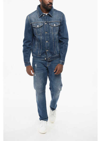 Geci de blugi Brunello Cucinelli Dark Washed Denim Saharan Jacket Blue Barbati (BM 18705043) 4