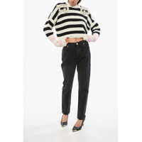 Imbracaminte Dama pagina 636 - Pulovere Balmain Striped Crew-Neck Sweater With Decorative Beads Pink Femei (BM 18705052) - B-mall.ro