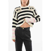 Pulovere Striped Crew-Neck Sweater With Decorative Beads Femei
