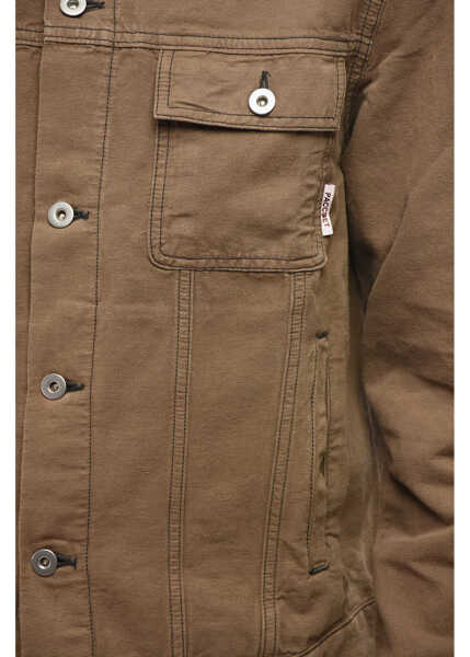 Jachete PACCBET Utility Overshirt Jacket With Silver-Effect Buttons Brown Barbati (BM 18705073) 3